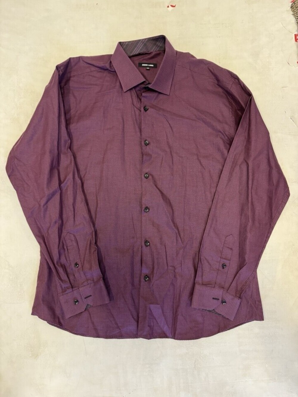 Jared Lang Shirt Maroon Basket Weave 100% Cotton XXL